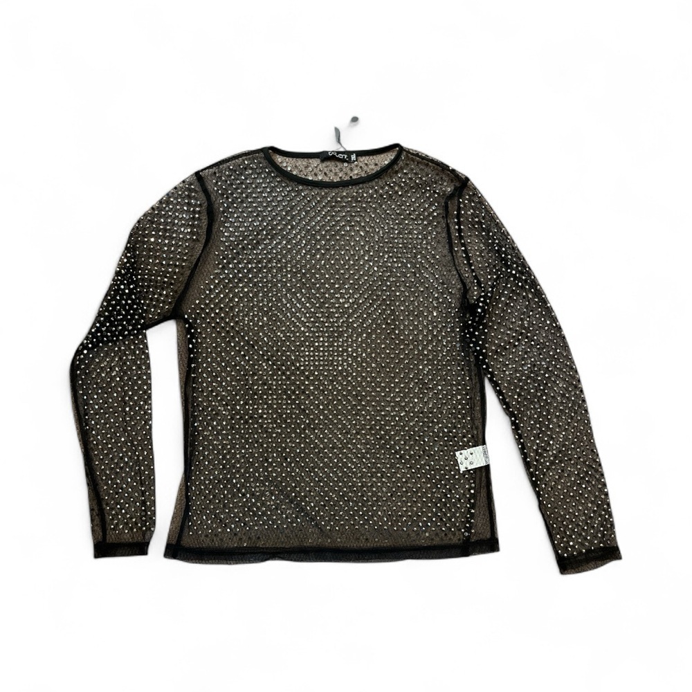 Talent Black Sheer Long Sleeve Top with Crystals NWT